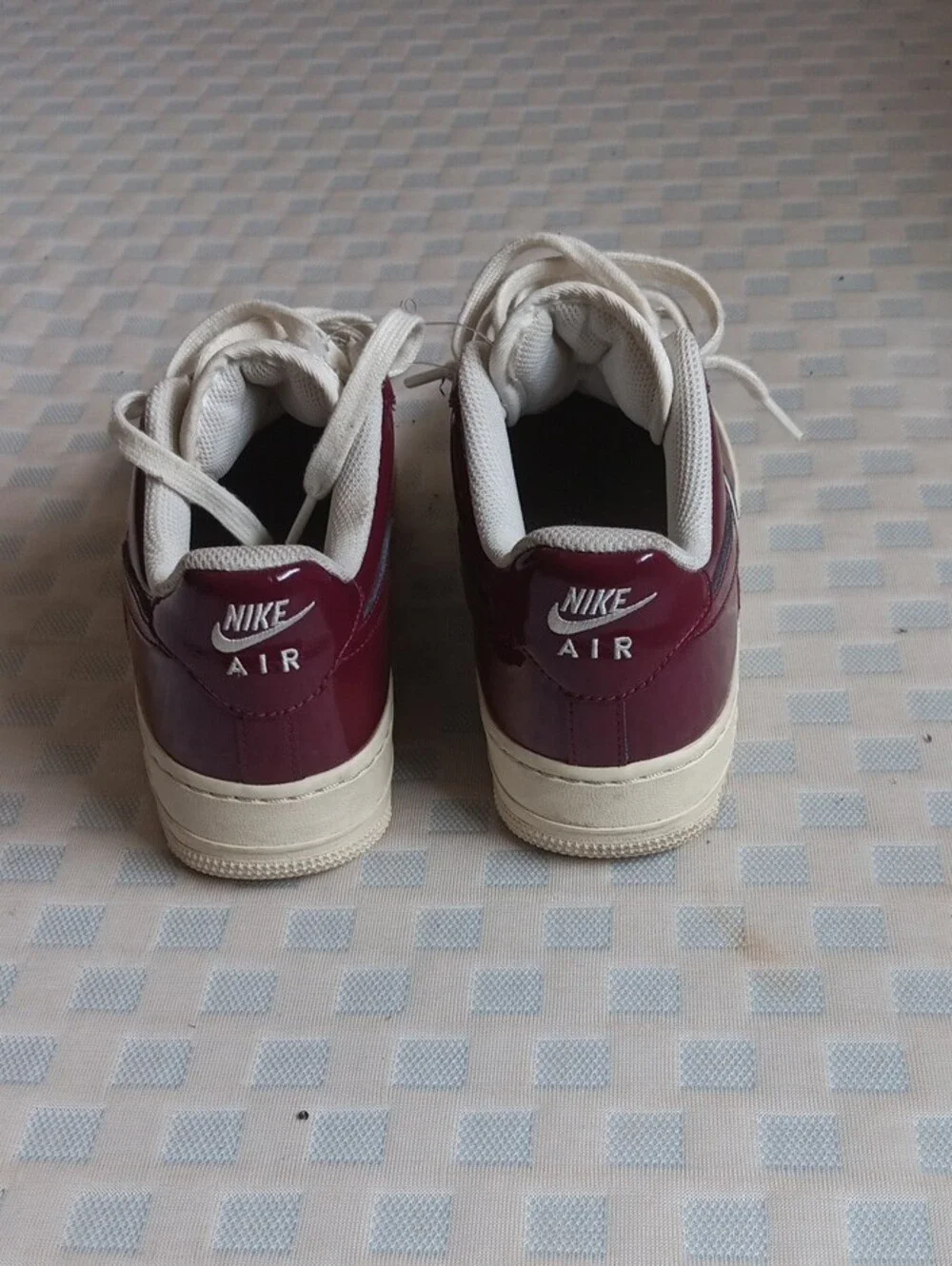 Nike  Air Force 1 Women’s White and Burgundy Leather Sneakers